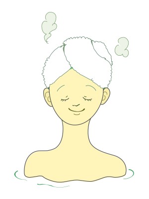 頭皮を蒸らす